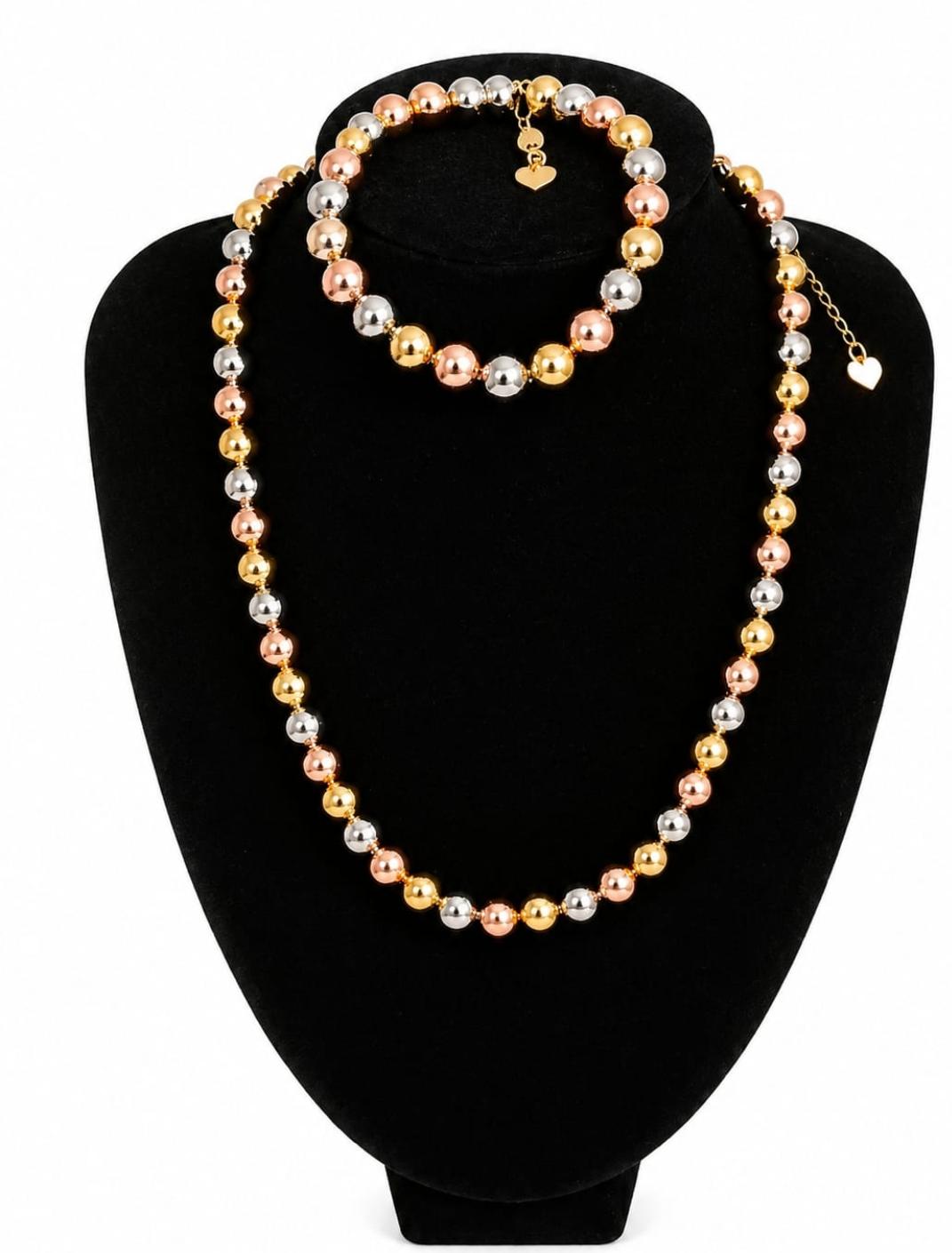Set Pulsera y Cadena Tricolor Xuping